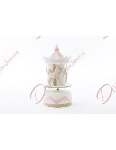 CARILLON CARROUSEL PORCELAINE ROSE 8xh.16,5 CM