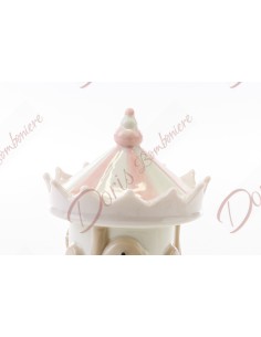 CARILLON GIOSTRINA PORCELLANA ROSA 8xh.16,5 CM 2