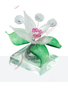 Lilienblumenskulptur mit Strassfarbe Ihrer Wahl mit Muranoglas cm 9