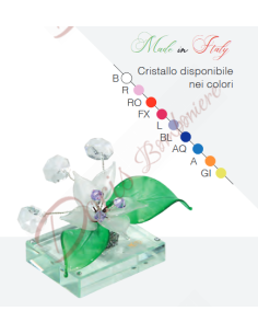 Scultura fiore gigli con colore strass a scelta con vetro murano cm 5