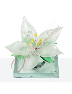 Lily flower sculpture with rhinestone color of your choice with murano glass cm10