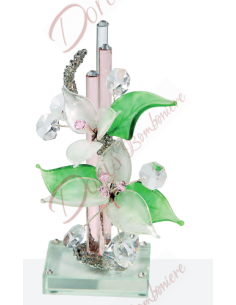Sculpture lys avec cristal et verre de murano cm 15
