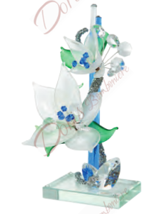 Scultura gigli cm 20 con fiori in murano e cristalli color acqua marina 20103ACM Made in Italy Matrimonio