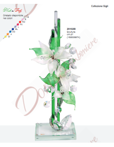 Lily flower sculpture with rhinestone color of your choice with 27 cm murano glass