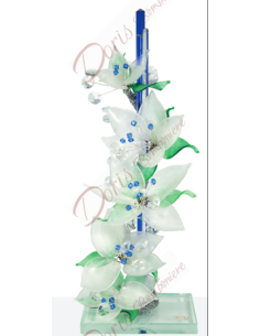 Scultura gigli con vetro murano e cristallo cm 35 colore a scelta 20113 Made in Italy Matrimonio