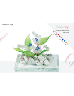 Lilies sculpture with murano glass and crystals 12.5x8cm