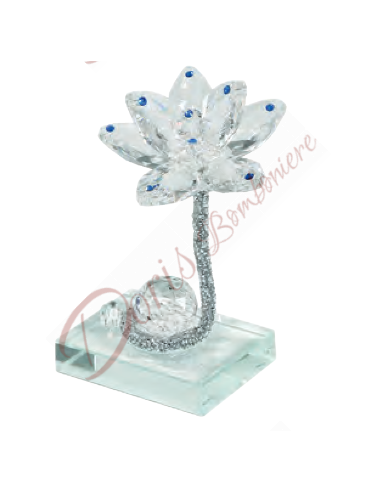 Fiore in cristallo con punti luce su petali cm 6x4,5x10,5