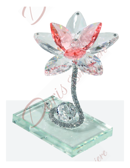 Fleur en cristal bicolore 13x8,5 cm, couleur au choix Fleur en cristal bicolore 13x8,5 cm, couleur au choix