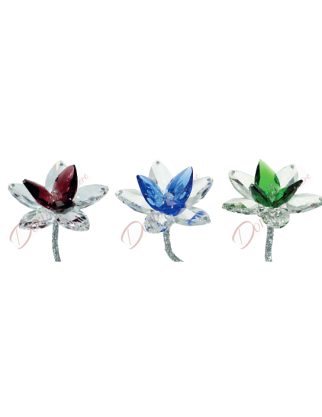 Fleur en cristal bicolore 13x8,5 cm, couleur au choix Fleur en cristal bicolore 13x8,5 cm, couleur au choix