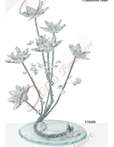 Scultura con fiori in cristallo, colore a scelta cm 33 17420
