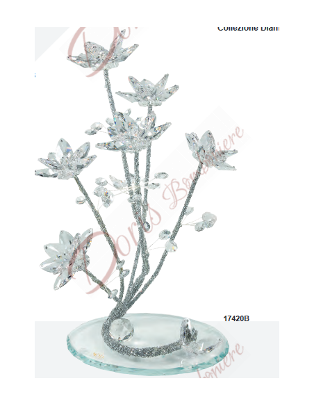 Scultura con fiori in cristallo, colore a scelta cm 33 Scultura con fiori in cristallo, colore a scelta cm 33