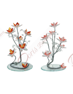 Scultura con fiori in cristallo, colore a scelta cm 33 2