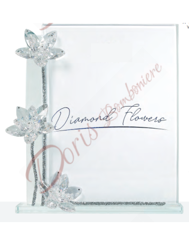 Photo frame with crystal flowers 31.5 cm