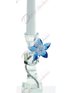 Chandelier bougeoir avec fleur en cristal 17 cm