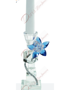 Portacandela candeliere con fiore in cristallo cm 17