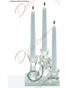 3-flame crystal candlestick with flower