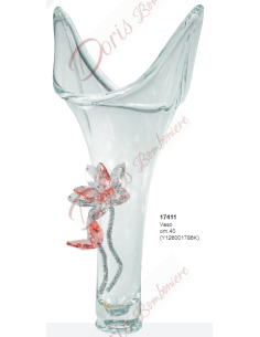 Glass vase with crystal flower, color of your choice 40 cm