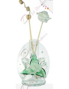Glass perfume diffuser with crystal rhinestones and murano glass flower cm 10.5