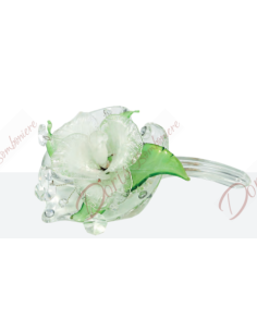 Murano glass flower and crystal rhinestones 12x7.8 cm