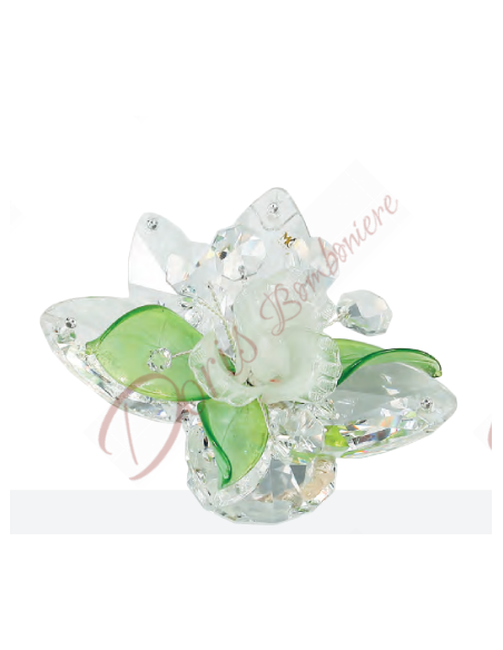 Blume mit Kristall und Muranoglas mit Blütenblättern Farbe Ihrer Wahl 6x10 cm Blume mit Kristall und Muranoglas mit Blütenblättern Farbe Ihrer Wahl 6x10 cm