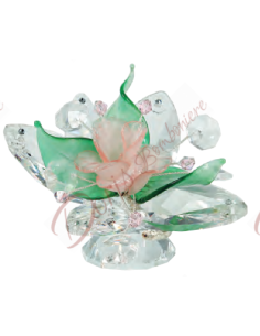 Blume mit Kristall und Muranoglas mit Blütenblättern Farbe Ihrer Wahl 6x10 cm 2