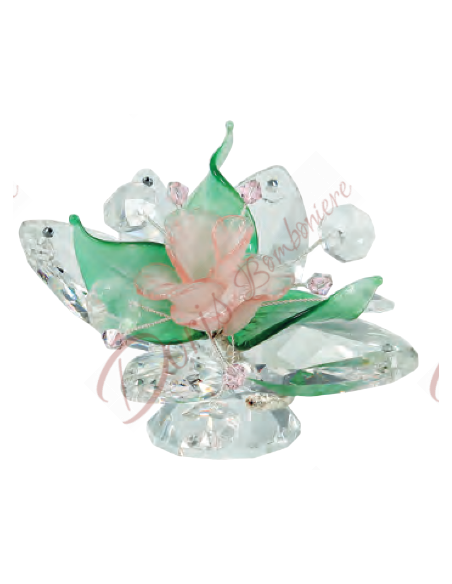 Blume mit Kristall und Muranoglas mit Blütenblättern Farbe Ihrer Wahl 6x10 cm Blume mit Kristall und Muranoglas mit Blütenblättern Farbe Ihrer Wahl 6x10 cm