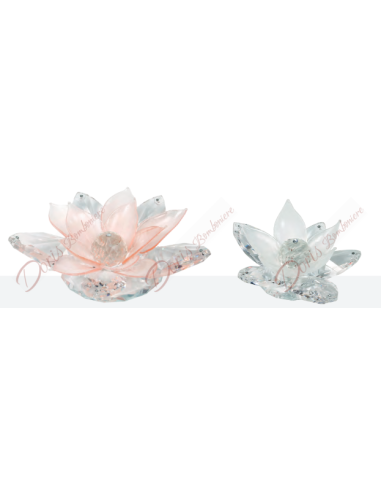 Fiore di loto in cristallo e vetro murano colore petali a scelta cm 11