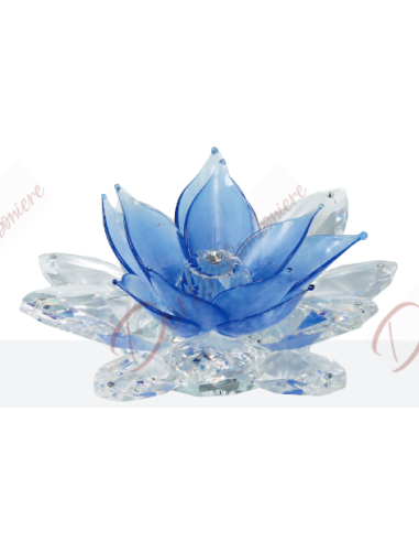 Fleur de lotus en cristal et verre de murano couleur pétales au choix 16 cm