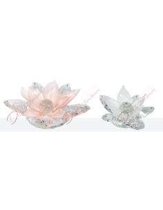Fiore di loto in cristallo e vetro murano colore petali a scelta cm 16 2