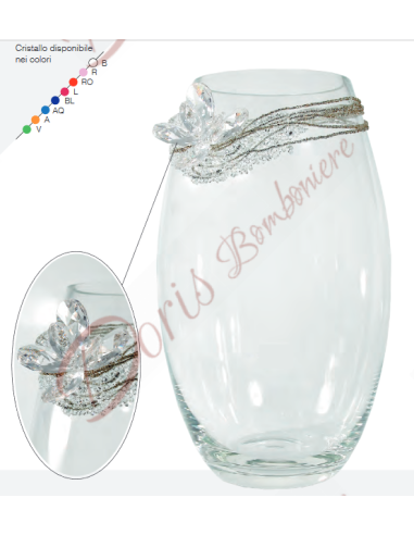 Vase en verre avec cristal couleur au choix 30 cm