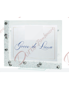 Portafoto con cristalli colore a scelta collezione gocce di luna cm.27x33-interno cm.20x30 21134 Made in Italy Matrimonio