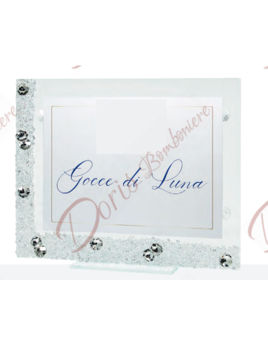 Portafoto con cristalli colore a scelta collezione gocce di luna cm.27x33-interno cm.20x30