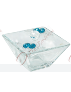 Scatoletta in vetro con strass e cristalli colore a scelta cm 10x10 21137