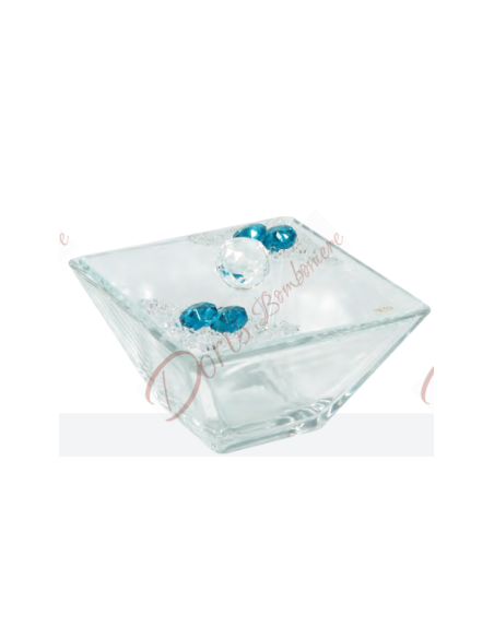 Glasbox mit Strass und Kristallen, Farbe nach Wahl 10x10 cm Glasbox mit Strass und Kristallen, Farbe nach Wahl 10x10 cm