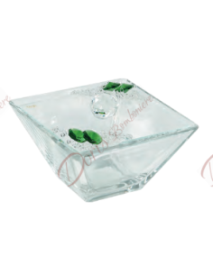 Scatoletta in vetro con strass e cristalli colore a scelta cm 10x10 2