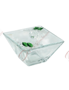 Scatoletta in vetro con strass e cristalli colore a scelta cm 14x14 21138 Made in Italy Matrimonio