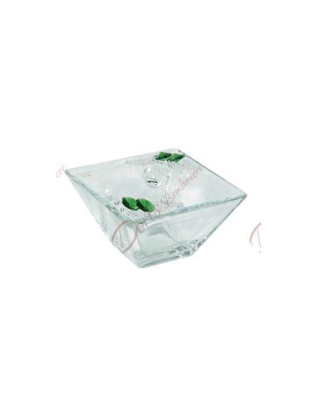 Boîte en verre avec strass et cristaux, couleur au choix 14x14 cm Boîte en verre avec strass et cristaux, couleur au choix 14x14 cm