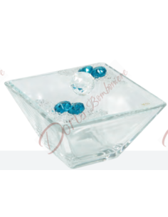 Scatoletta in vetro con strass e cristalli colore a scelta cm 14x14 2