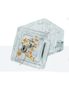 Scatolina cubo in cristallo con strass cm 5x5x5 19331 Made in Italy Battesimo e Nascita