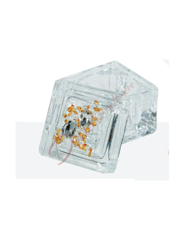 Boîte cube cristal avec strass 5x5x5 cm