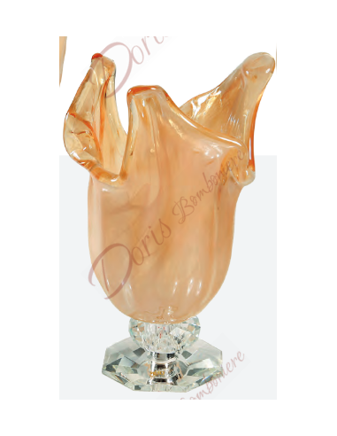 Stand in Murano glass color orange / amber 18x11 cm crystal base