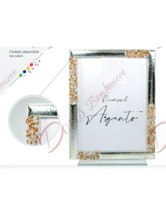 Cornice portafoto diamond con argento e strass cristalli colore a scelta 20x25 - Interno cm.15x20 21553 Made in Italy Matrimonio