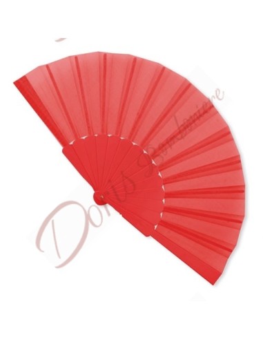 Plastic and canvas fan 43x23 cm RED color