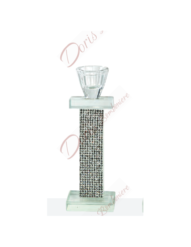 Candeliere 17.5x6 cm in cristallo con strass