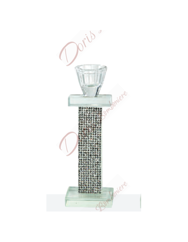 Crystal candlestick 17.5x6 cm with rhinestones