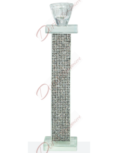 Candeliere 26x6 cm in cristallo con strass