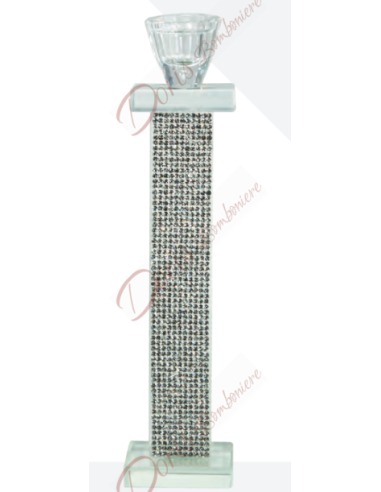 Crystal candlestick 34.5x8.5 cm with rhinestones