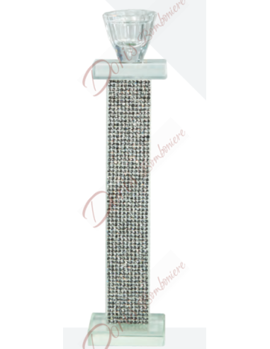 Kristallkerzenhalter 34,5x8,5 cm mit Strasssteinen