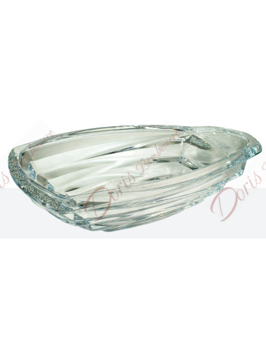 Centrotavola in vetro cristallo con strass diametro 30.5 cm