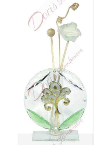 Glass perfumer with crystals and tree of life 10.5 cm